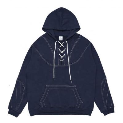 China Anti-Wrinkle OEM Custom Contrast Double Sided Streetwear Men Quilting Hoodies for sale