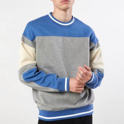 China Wholesale New Fashion OEM Anti-wrinkle Color Block Long Sleeve Cotton Sweatshirt Custom For Men for sale