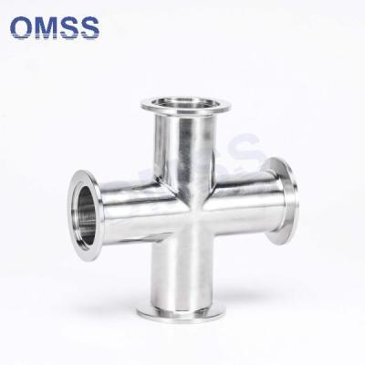 China Vacuum Fittings KF Equal Cross 4-Way Adaptor Semiconductor Accessory KF25 Cross KF40 Stainless Steel SS304 SS316L KF Fla en venta