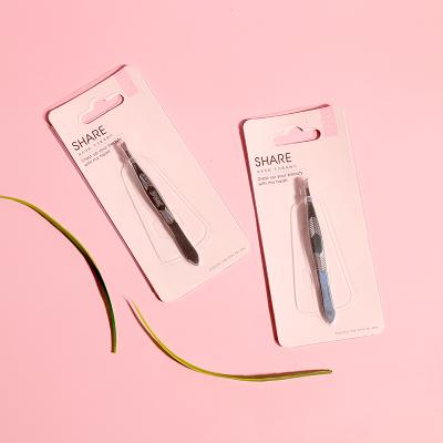 China Customized Wholesale Low MOQ Eyebrow Tweezers Customized Stainless Steel Eyebrow Tweezers for sale