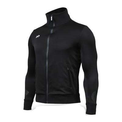 China Breathable High Quality Black Full-Zipper Soccer Training Jacket Set Soccer Tracksuit Coat for sale