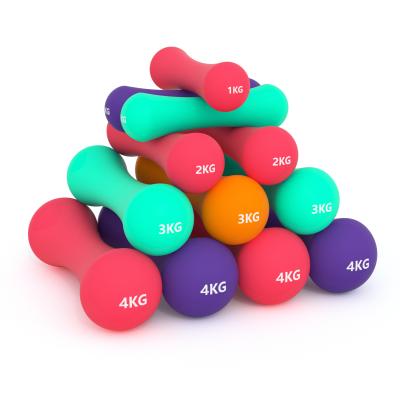 China Gym 5Kg Ladies Household Dumbbell Set Home Use Fitness Yoga Core Red Color Bone Colored Bone Dumbbell Set for sale