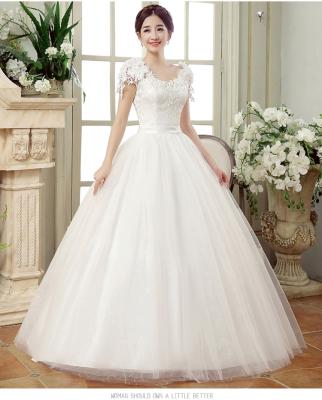 China New Style Dry Cleaning Wedding Dress Off Shoulder Floor Length Lace Flower Plus Size Slim Wedding Dresses for sale