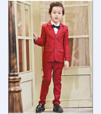 China New 100% Polyester Style Red Color Boy Suit Flower Boy Costume Performance Suit for sale