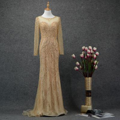 China High Quality Designer Evening Dresses Long Sleeve Dubai Dry Cleaning Luxury Beaded Style Evening Dresses 2019 New for sale