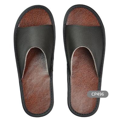 China Fashion PVC Four Seasons Leather Comfortable Luxury Men Slippers Shoes Slipper Slips Causal Tor Gentleman Flats Male Flip for sale