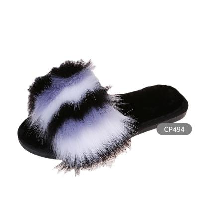 China Wholesale PVC Plush Slippers Women Girl Slippers Faux Fur Cozy Soft Furry Slippers Fluffy Winter Shoes for sale