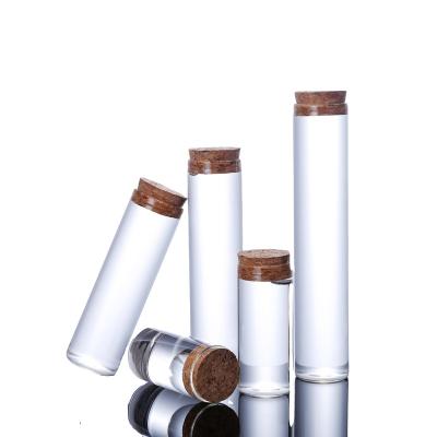 China Food Round Flat Bottom Clear Glass Flasks Bottle Borosilicate Glass Test Tubes With Cork Stopper for sale