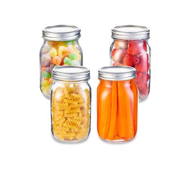 China 16 oz Regular-Mouth Food Glass Mason Jars with Metal Lids and Airtight Bands for sale