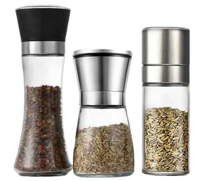 China Sustainable Round Stainless Steel Glass Salt Pepper Grinder for sale