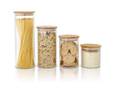 China Airtight Bamboo Lid Storage Glass Food Jar for sale