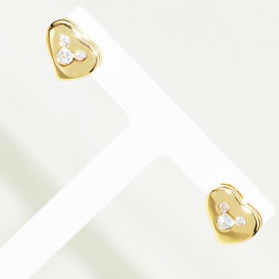 China CASDIY Cute Cute Mickey Shaped Cubic Zirconia Gold Korean Temperament Plated Heart Stud Earring for sale