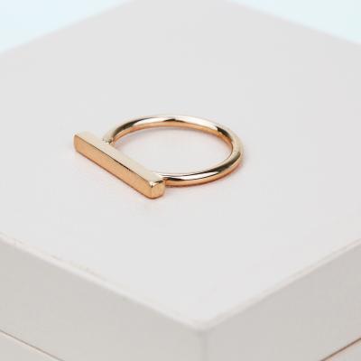 China Fashion CLASSIC Minimalist Gold Filled Copper Alloy Jewelry Rose Gold Bar Geometric Stacking Rings for sale