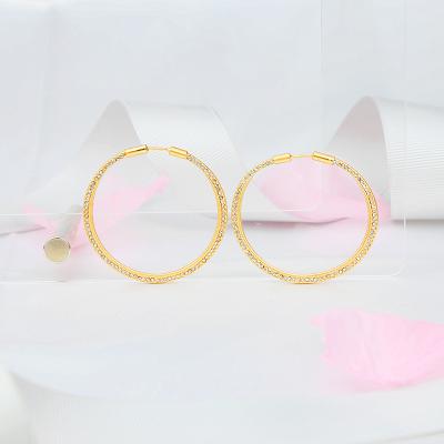 China New Fashionable Vintage Brass Arete Gold Plated Crystal Stone Loop Big Hoop Earrings For Women for sale