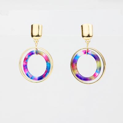 China BOHEMIA BOHEMIA Gold Plated Acetate Korean U Shaped Colorful Cavity Stud Earrings Dangle Earrings for sale