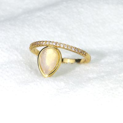 China Cute Cute 14K Gold Plated Rings Small Water Drop Heart Epoxy-R Zircon Diamond Ring for sale