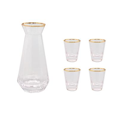 China Viable Wholesale Customized Creative Cold Grain Gold Edge Drinking Cup Glass Water Jug Transparent Jug Sets for sale