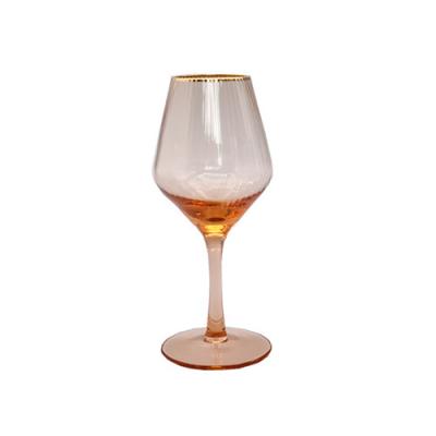 China Wholesale Environmentally Friendly Customized Vertical Glasses Crystal Pink Water Coral Red Wine Goblets Phnom Penh Home Creative for sale