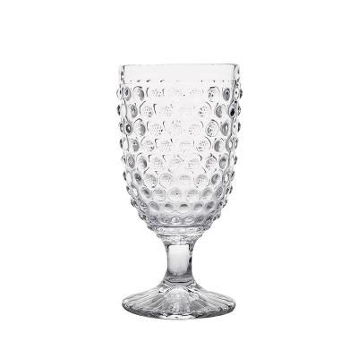 China Embossed Rivets Wholesale Customized Luxury Clear Embossed Vintage Juice Red Wine Champagne Glasses Rivets Cup Goblets Set for sale