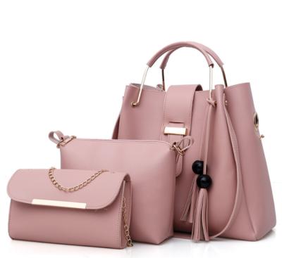 China Fashion Bag Femme Main Drop Shipping 3 Pieces PU Leather Tote Hand Bag Women Luxury Tassel Handbag Set for sale