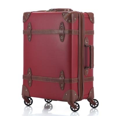 China Vintage Lightweight Style Suitcase Vintage PU Leather Suitcase 3 Piece Trolley Luggage Set for sale