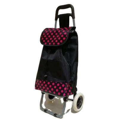 China Foldable Wheels 600D Polyester Steel Tube Folding Trolley 2 Shopping Bag for sale