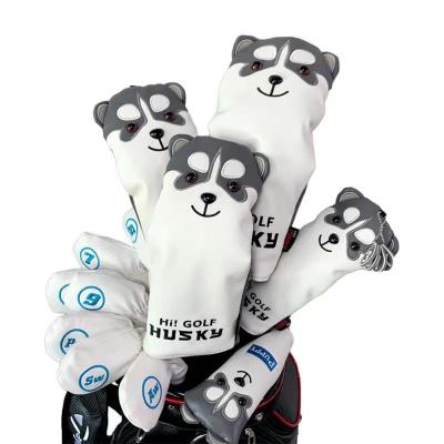 China Durable Goat Leather Head Covers Golf Clubs Driver FW Fairway Wood Hybrid Headcover Drop shipping 2023 for sale