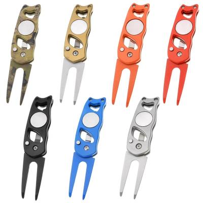 China Golf Accessory Factory Price Stainless Steel folding Golf Divot Tool With Ball Marker Custom Logo Golf Accessories For Gift for sale