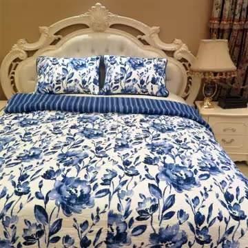 China Disposable Custom Bedding Summer Bestsellers Microfiber Plaid Embroidery Cool Comforter Set for sale