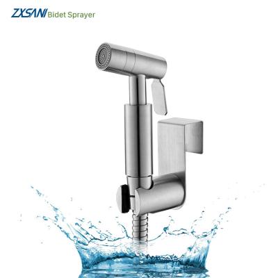 China Fashion Design 2 Jet Shiny Stainless Steel Bidet Sprayer Cloth Diaper Handheld Sprayer for Female Wash and Baby Wash for sale