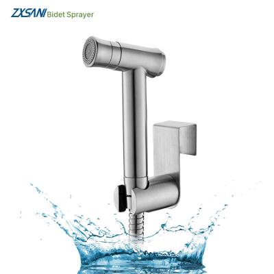 China Professional Manufacturer Stainless Steel 2 Spray Mode Hand Held Bidet Sprayer Set With T Adapter Valve for sale