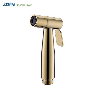 China Ergonomic 304 Corrosion Proof Cubic Zirconia Gold Stainless Steel Bidet Shattaf Handheld Sprayer For Bathroom Toilet for sale