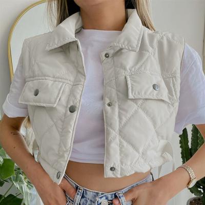 China Anti-wrinkle women's clothing autumn and winter jackets 2022 new casual short diamond pocket vest jacket women for sale