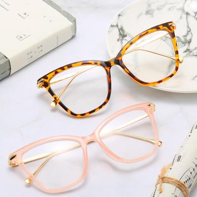 China Fashion Sunglasses Leopard Black Cat Eye Myopia Glasses Metal Eyewear Monocle Optical Frame Women for sale