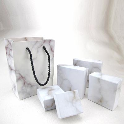 China Custom paper jewelry box logo marble pattern packaging box set, paper jewelry box for sale