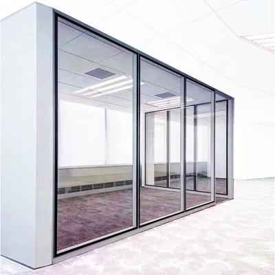 China Modern Customized Official Modular Used Soundproof Aluminum Glass Partition Wall With Office Workstation Separation Room Divider for sale