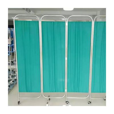 China CLASSIC Medical Thickened Stainless Steel Screen Room Divider Folding Cloth Mobile Pulley for sale