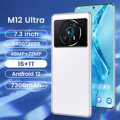 China Dual SIM Card 2022 New Wholesale Global Version Dual Sim Card16G+1TB 7.3 inch HD Screen 5G Gaming M12 Ultra Android Mobile Phones for sale