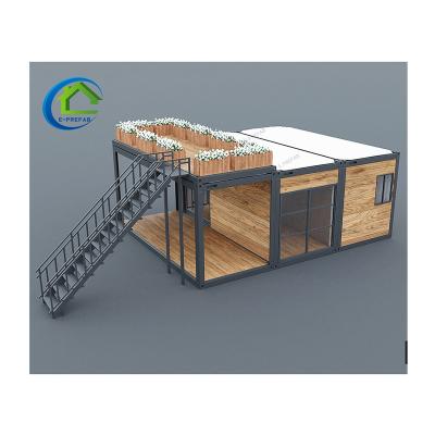 China Modern 2*20ft prefab house and habitable container house with platform. for sale