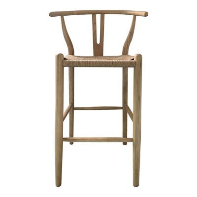 China Contemporary New Design Modern Solid Wood Rattan Bar Chair Bar Stool Rattan Frame Woven Cane Umpire Chair Cane Umpire Chair With Armrest for sale