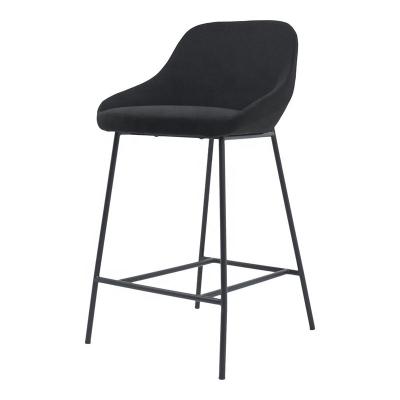 China Modern Stool Counter Height Chair Metal Fabric Low Back Black Leather Bar Stools Modern Black For Kitchen Bar for sale