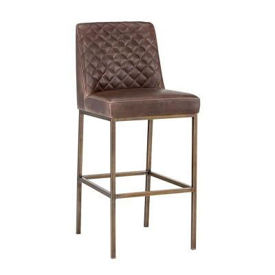 China Modern Bar Chairs America Style Hotel Bar Furniture Stainless Steel Legs Contemporary Leather Counter Dining Bar Stools For Restaurant for sale