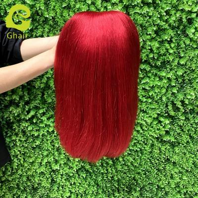 China Soft Soft Ready To Ship Straight 180% Red Frontal Short Wig 13x4 Virgin Hair Colored Wigs for sale