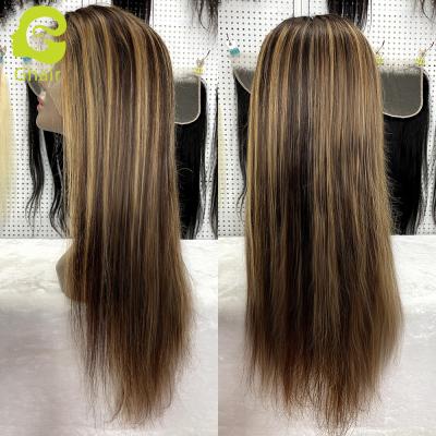 China 2021 Soft and Smooth Good Quality Straight Lace Front Wigs Highlight Piano Hair Extensions Hair Wigs 13X4 Ombre for sale