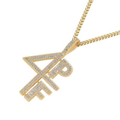 China Hip Hop Lead Free Zircon Pave Bling Iced Out Pendants 4PF Necklaces Mens Rapper Jewelry for sale