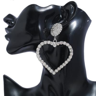 China Double Design High Quality Environmental Friendly Material Crystal Dangle Drop Heart Statement Earrings for sale