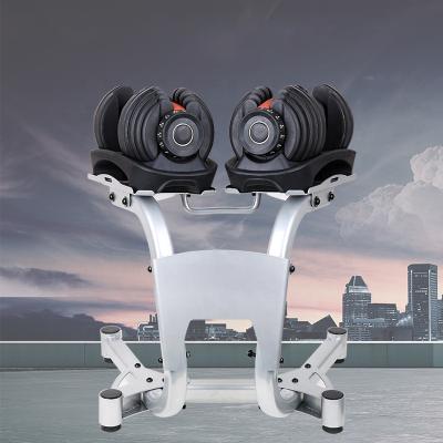 China Hot Selling Adjustable Steel+plastic Weightlifting Fitness Dumbbell 24kg Automatic Set For Gym Training for sale