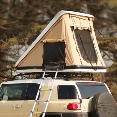 China Straight Bracing Type Triangle Rooftent Motorhome Hard Shell Roof Top Tent With Rack for sale