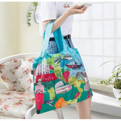 China New design custom multi colors and sizes polyester eco handled foldable bag for outdoor for sale