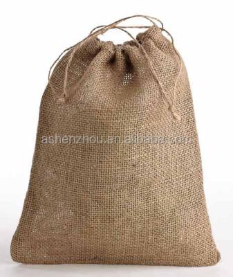 China Recyclable Fashionable High Quality Custom Logo Vintage Wedding Favor Gift Drawstring Candy Bag Burlap Hessian Gift Pouch for sale